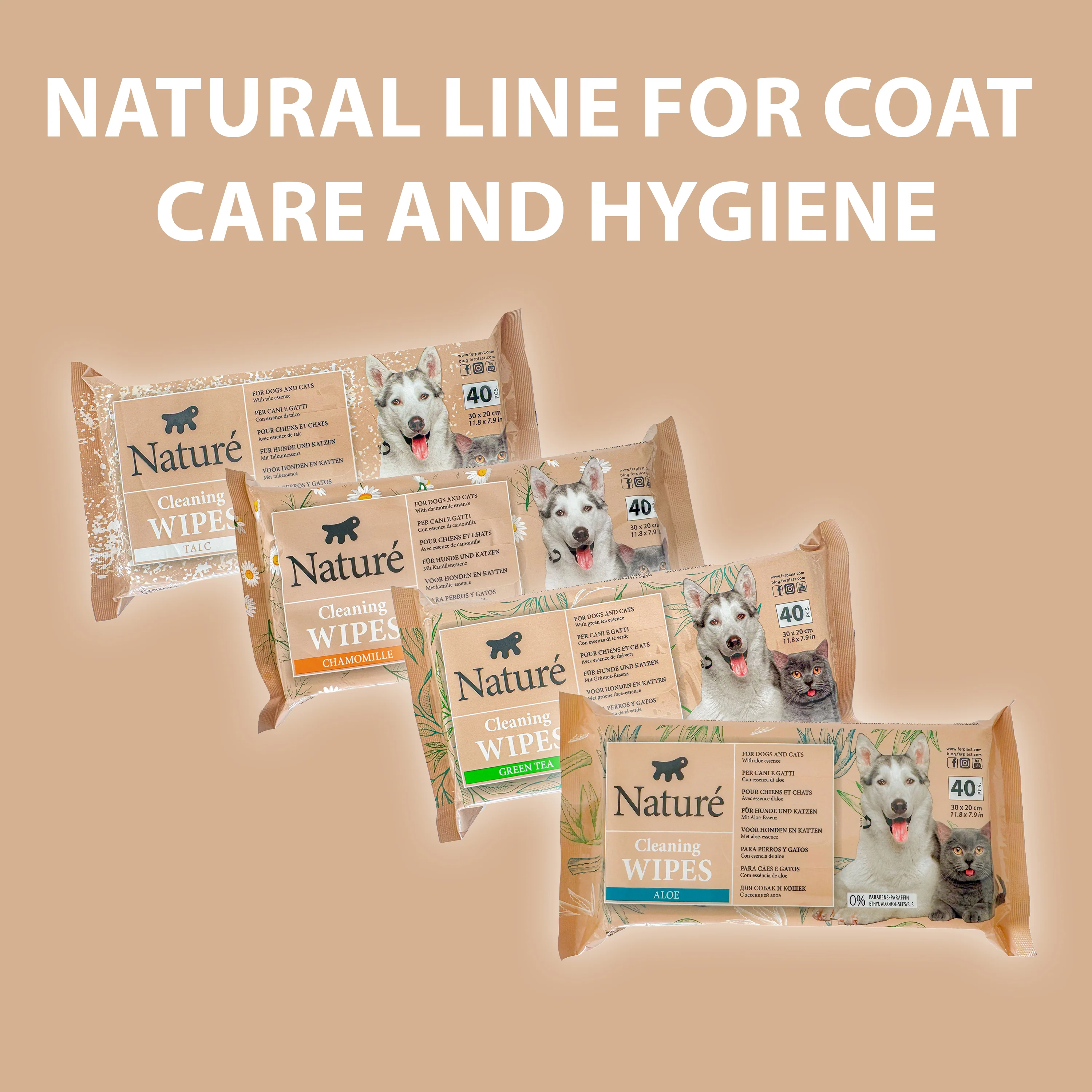 SALVIETTE AL TALCO PER CANI E GATTI NATURÉ (X40) - Image 7